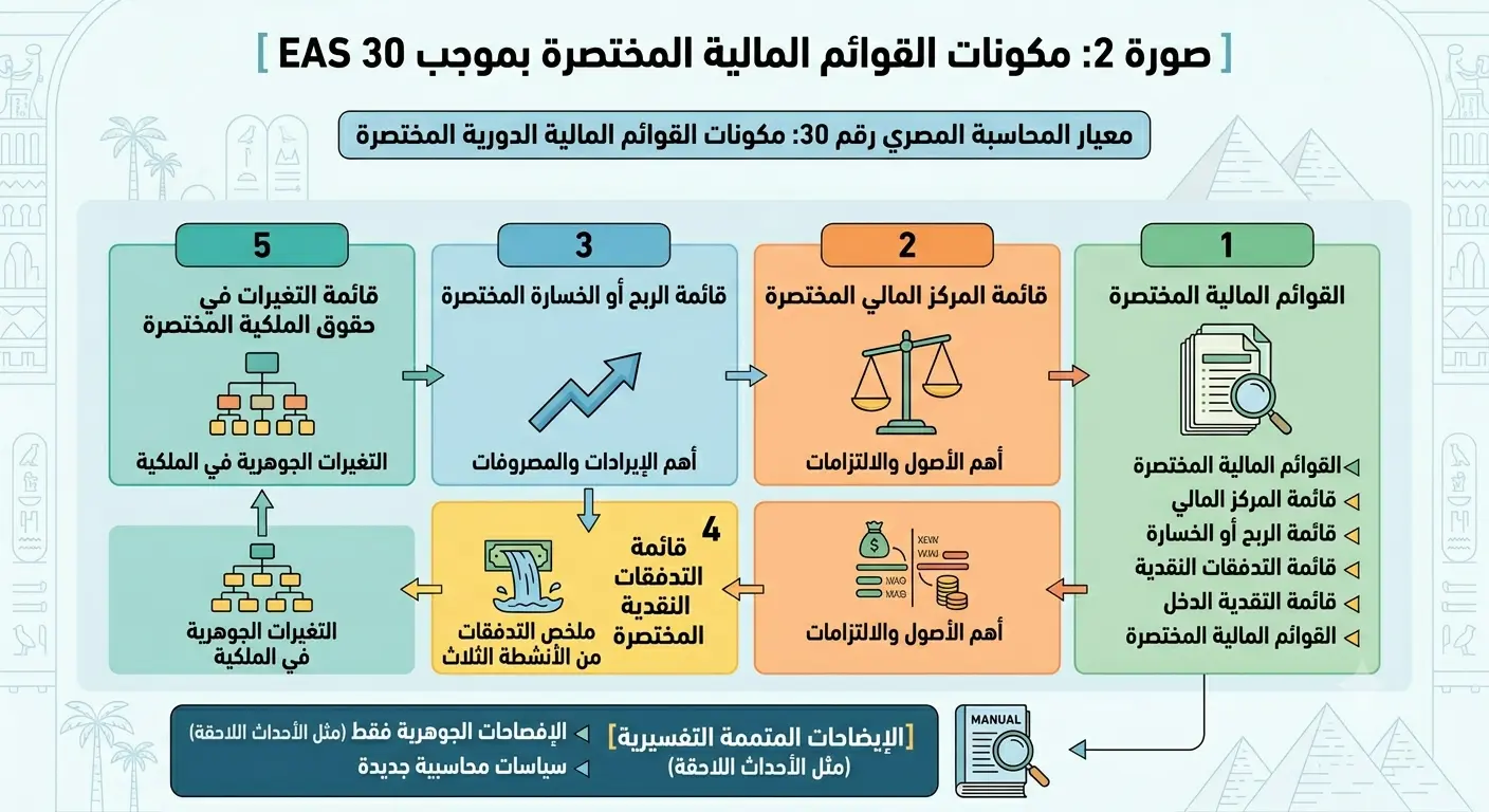 مكونات القوائم المالية الدورية المختصرة