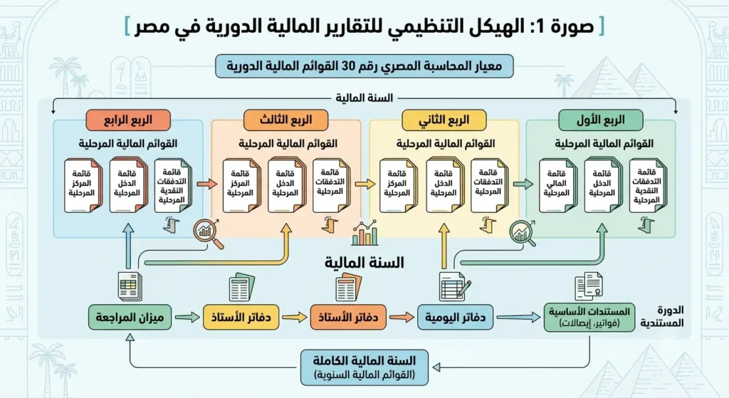 الهيكل التنظيمي للتقارير الماليه دليل إعداد القوائم المالية الدورية بموجب معيار المحاسبة المصري 30