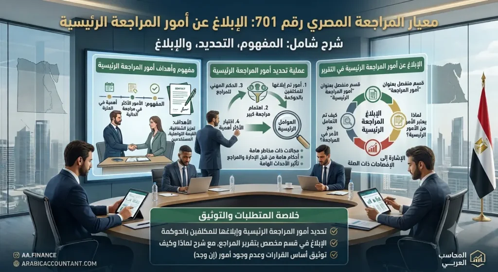 معيار المراجعة المصري رقم 701 الإبلاغ عن أمور المراجعة الرئيسية شرح شامل