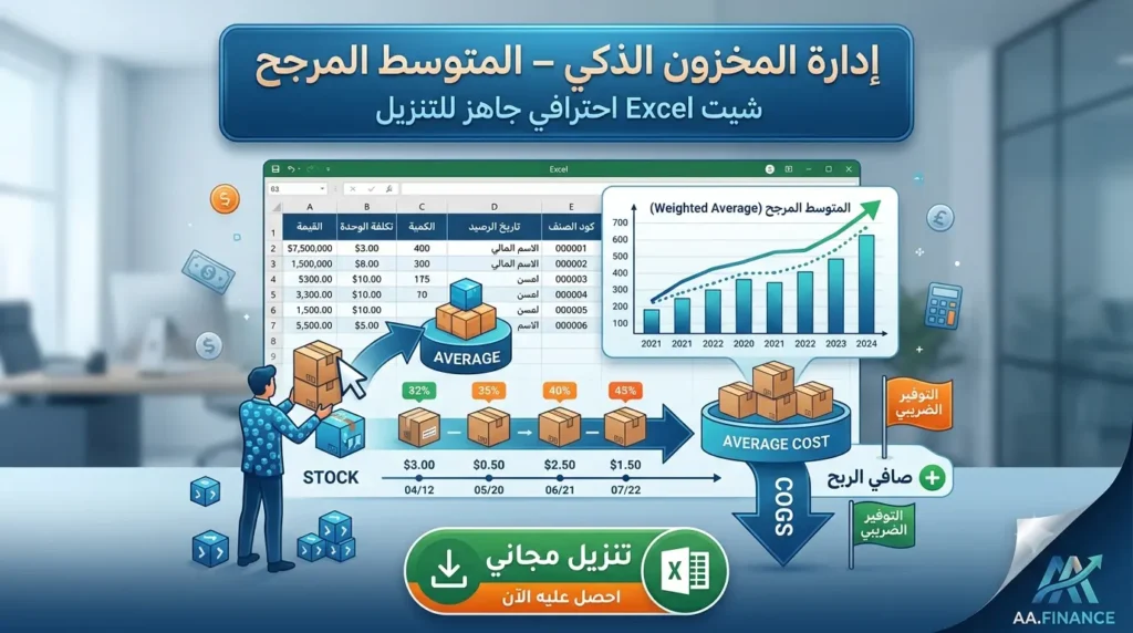 طريقة المتوسط المرجح شيت Excel احترافي مجانى