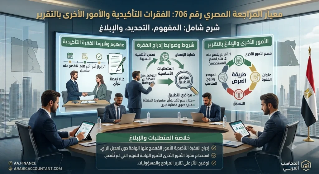 معيار المراجعة المصري رقم 706 الفقرات التأكيدية والأمور الأخرى بالتقرير